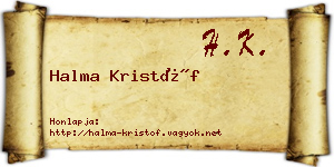 Halma Kristóf névjegykártya